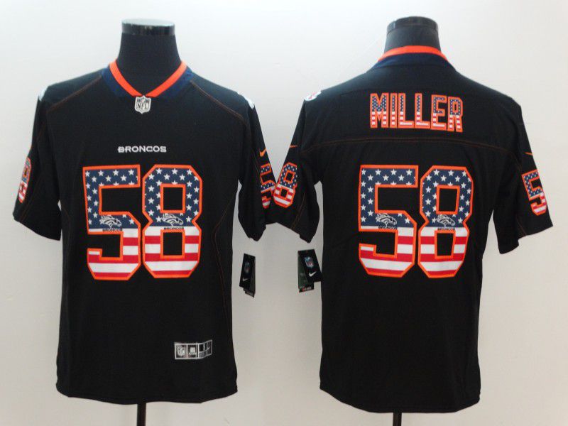 Men Denver Broncos #58 Miller Nike USA Flag Fashion Black Color Rush Limited NFL Jerseys